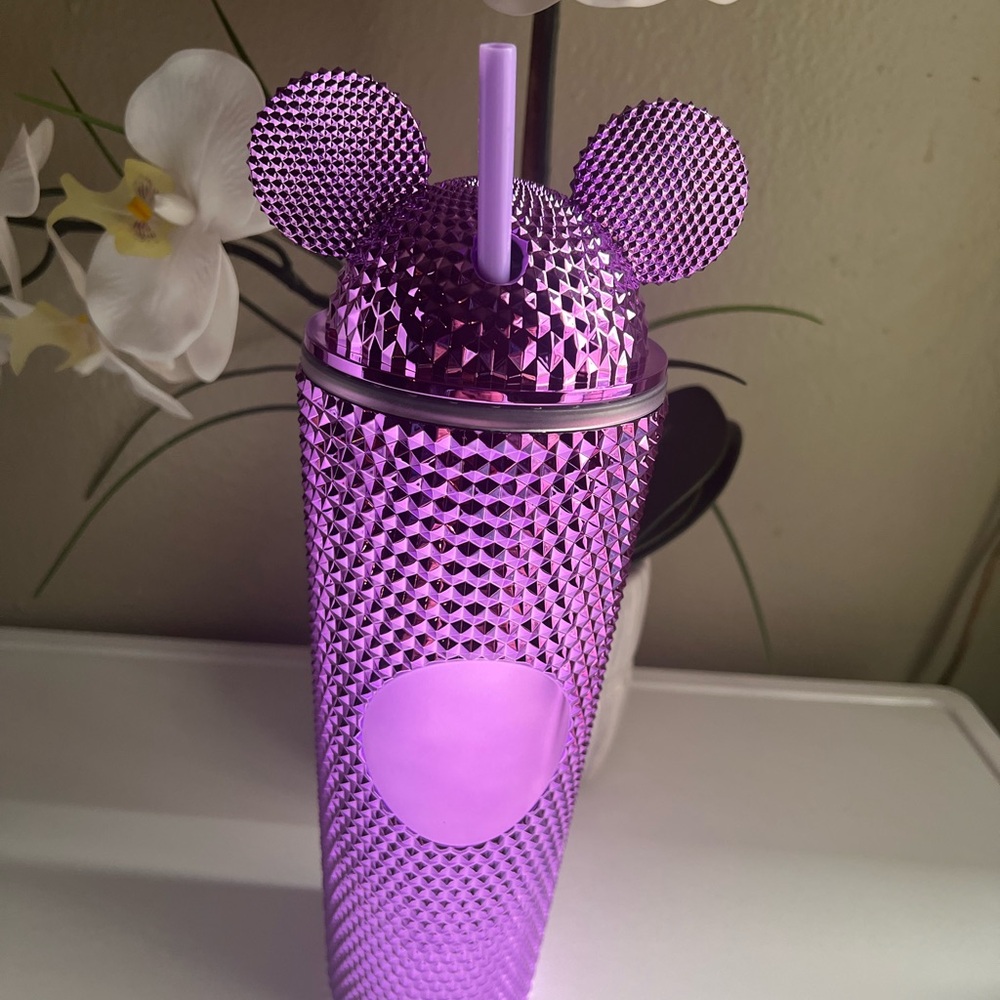 Purple Studded Mickey-Ear Tumbler with Straw